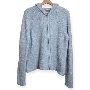 Rare Columbia Women’s XL Blue Bouclé Knit Chunky Zip Hoodie Sweater Jacket